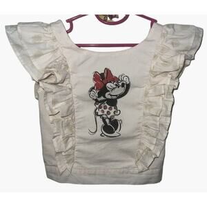 DisneyWorld Resort Wear Girls Minnie Mouse Smocked Ruffle Polka Dot Beige Cream
